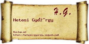 Hetesi György névjegykártya